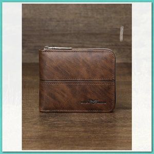 New Men Letter Graphic Small Wallet coffee Brown 172